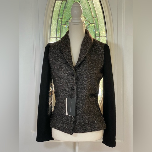 Zara Jackets & Blazers - Zara Black & Gray Blazer 50% Wool & 29% Cotton NWT Size M
